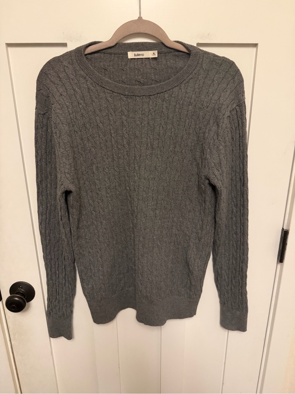 Baleno slim Fit men’s Cable Knit Sweater XL cotton cashmere Crewneck pullover